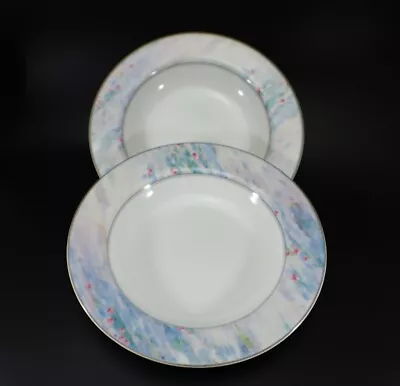 Mikasa Maxima Monet CAK01 LARGE RIM SOUP BOWL Set Of 2 Impressionistic Pastel • $20.35