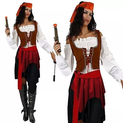 Ladies Pirates Of The Caribbean Jack Sparrow Womens Cosplay Fancy Dress Costume • $63.90