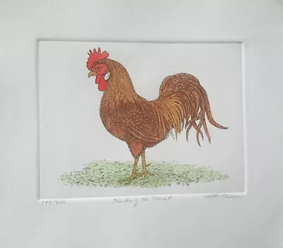 Martha Hinson Etching  Ruler Of The Roost  Red Rooster In Yard S/N Sold Out • $14.99