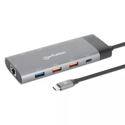 Manhattan 130714 Usb-C Pd 10-In-1 Dual-Monitor 8K Docking Station/Multiport Hub • $97.86