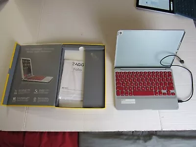 $12 • Buy ZAGG Folio Case, Hinged With Bluetooth Keyboard For IPad Air 2 - Red 