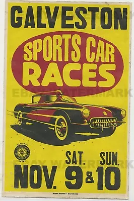 1957 Corvette 1950's Galveston Texas Race Vintage Advertising Poster 11 X 17 • $19.99