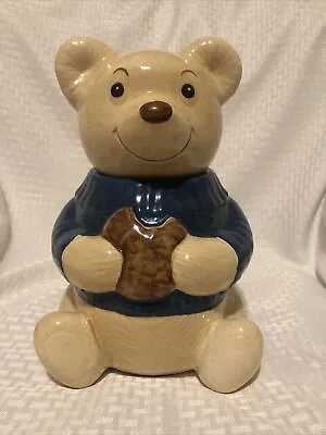 Vintage Metlox California Pottery Cookie Jar Teddy Bear 11.5  Eating Cookie • $10