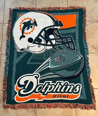 Miami Dolphins NFL Football Vtg Y2K Sports AOP All Over Print AOP Blanket Throw • $40