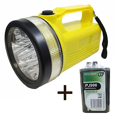 UltraMax PJ996 13 LED Lantern Power Beam Torch + PJ996 4R25 6V Battery • £21.14