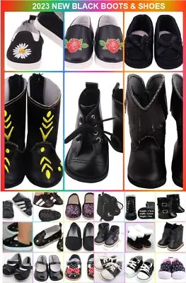 * 18  Doll Lots Black BOOTS SHOES TRAINERS Skates 7cm Our Generation Baby Born • £6