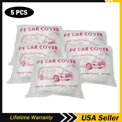Clear Plastic Disposable Car Cover Temporary Universal Rain Dust Garage 5 PACK • $30.88