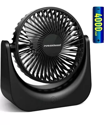 POWERbeast Portable Desk Fan 4000mAh USB Desk Fan With Rechargeable Battery • £9.99