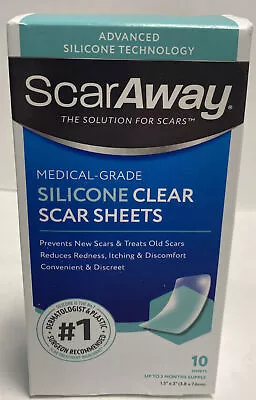 ScarAway Medical Grade Silicone Clear Scar Sheets - 10 Ct #3404 • $17.50