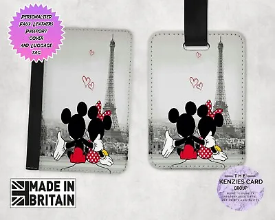 Personalised Disney Passport Cover & Luggage Tag Disney Mickey & Minnie Mouse V3 • £14.95