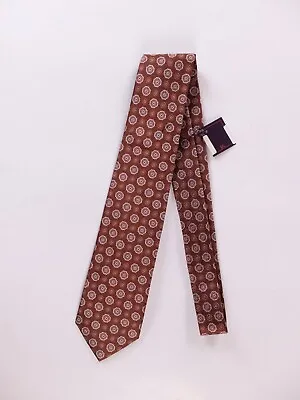 ISAIA Napoli Copper Orange 7-fold Floral Motif Silk Neck Tie Authentic NWT Italy • $95