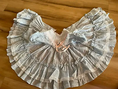 Vintage Bryan Baby Girl Ruffles Lace Full Circle Party Dress BLUE & WHITE 12mos • $17.50