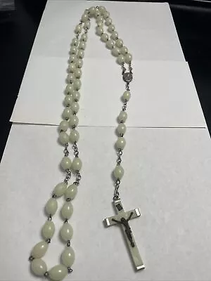 Vintage Glow In The Dark Lucite Bead Catholic Rosary Italy Christianity • $10