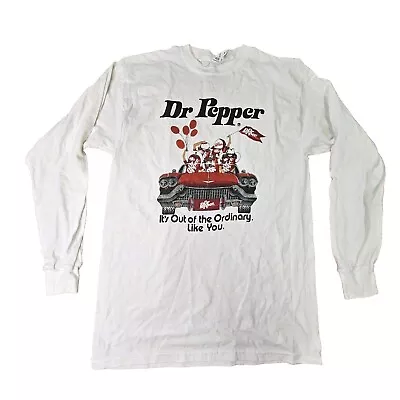 Dr Pepper Out Ordinary Adult Long Sleeve T-Shirt Medium White Graphic Retro N7a • $14.99