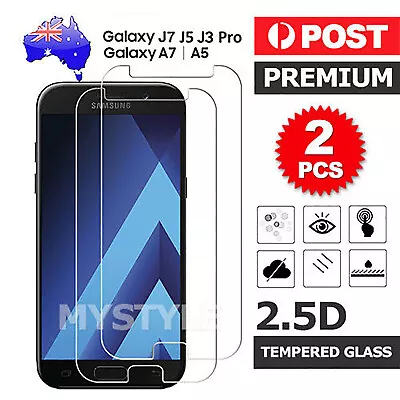 2X 9H Tempered Glass Screen Protector For Samsung Galaxy A5 A7 2017 J3 J5 J7 Pro • $3.95