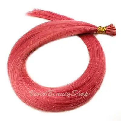 25 Hot Pink Pre Bonded Stick I Tip Micro Rings Beads Remy Human Hair Extensions • $35.99