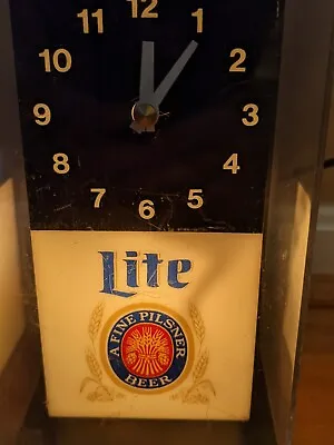Vintage Miller Lite Lighted Wall Clock Plastic Bar Man Cave 9 X 5 Inches Working • $39.99