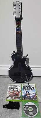 Xbox 360 Guitar Hero Gibson Les Paul Wireless Guitar Controller & Games + TESTED • $147.18