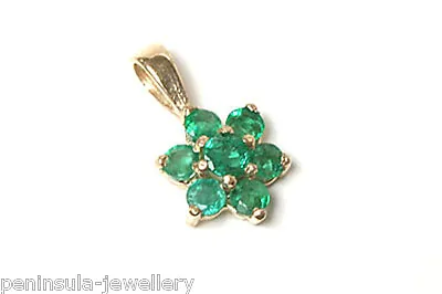 £40.99 • Buy 9ct Gold Emerald Cluster Necklace Pendant No Chain Made In UK Gift Boxed