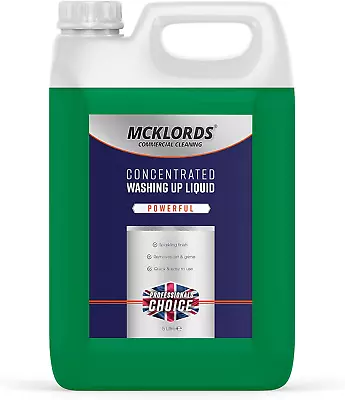 McKLords Concentrated Washing Up Liquid Green 5 L Pack Of 1 • £12.78