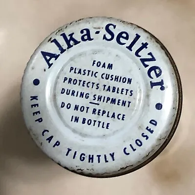 Alka-Seltzer Bottle RX Medicine Vintage Original Empty White Metal Lid Glass • $40.72