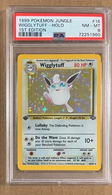 $75 • Buy 1999 Pokemon Jungle 1st Edition Wigglytuff Holo Rare Card 16/64 Graded PSA 8