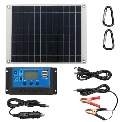 40W Solar Panel Battery Charging Kit Charger Controller Boat Caravan Home • £49.19
