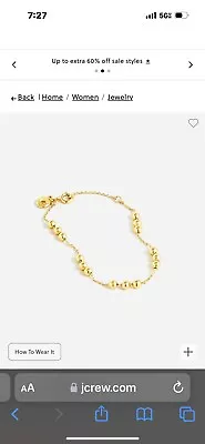 J Crew Beaded Bracelet Gold Tone With 1” Extender • $12