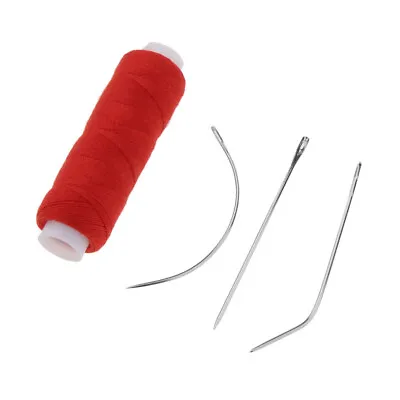 Hair Weft Sewing Decor Thread With 3x I/C/J Needles Pins For Hair Extension • £4.19