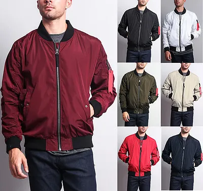 New Men's Light Weight Bomber Jacket Flight Military Air Force MA-1 JK752-I8D • $34.95