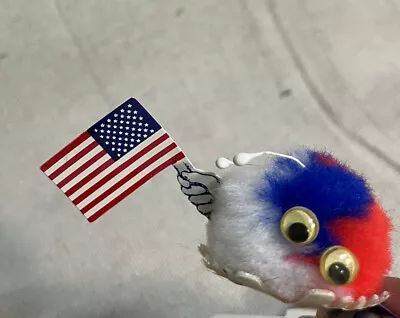 VTG Weepul Pow Pom Google Eye Lot Of 2 4th Of July American Flag Unused V5167 • $30