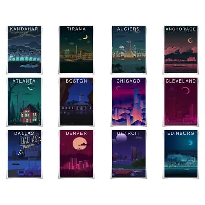 Famous Cities Night View Poster Painting Prints Global Travel Poster Wall Art • $6.64