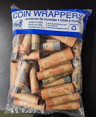 36 Rolls Assorted Coin Wrappers Paper Tubes Penny Nickle Dime Quarter • $7.99