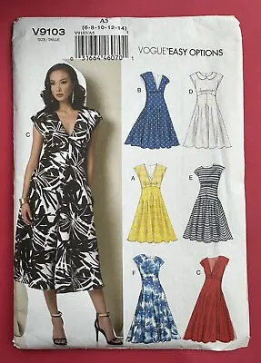 Misses Lined Dress Vogue Options 9103 Sewing Pattern 6 8 10 12 14 UNCUT • $9.99