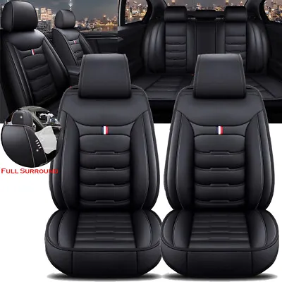 For Chevrolet Leather Car Seat Covers Cushion 5-Seats Full Set Protectors Black • $89.88