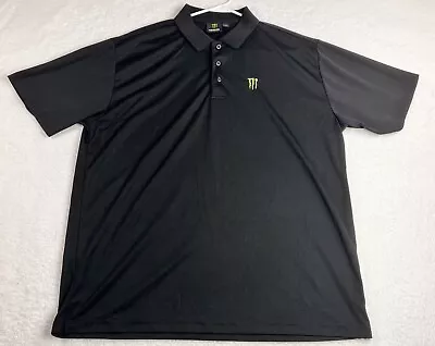 Monster Energy Performance Stretch Polo Golf Shirt XL Black Logo Short Sleeve • $24.97