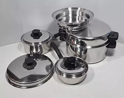 Vita Craft Tri Ply Stainless Steel Stock Pot Pan Lid Cookware 8 Piece Set READ • $109.95