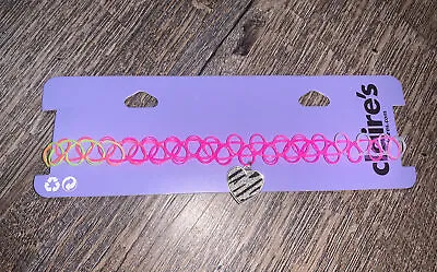 Claire’s Neon Stretch Necklace Choker Glitter Zebra Heart Rainbow Jewelry • $15.99