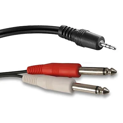 £3.19 • Buy 1.2m 3.5mm AUX To Twin RED & WHITE 1/4  MONO Cable MIXER AMP GUITAR SPEAKER Lead