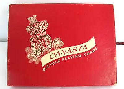 Vintage 86 Canasta Bicycle Playing Cards Double Deck W/ Red Box & Cards 4 Jokers • $4.75