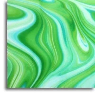 623.52 Lagoon White Greens Blues 12x12  96 COE Fusing Glass Sheet 96COE OGT • $22