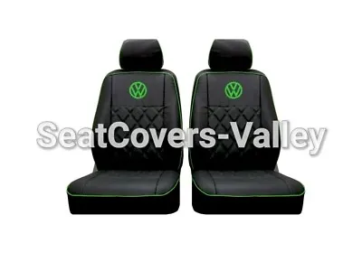 VW Transporter T5 T6 Front Row (1+1) 2x Single Leatherette Seat Covers VW Logos • $174.24