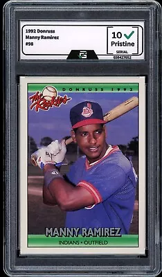 1992 Donruss #98 Manny Ramirez GRADED 10 GEM Mint Rookie Card RC The Rookies • $15