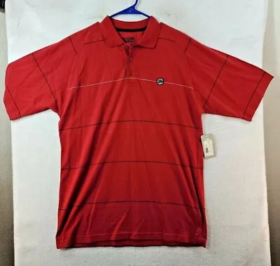 NEW DVS Shoes Mens Large Red Striped Short Sleeve Munson Polo Shirt NWT • $36.40