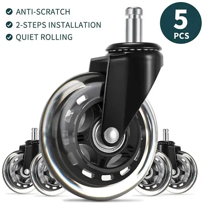 Set Of 5 Heavy Duty Office Chair Caster Rubber Swivel Wheels Replacement 3 Inch  • $19.19