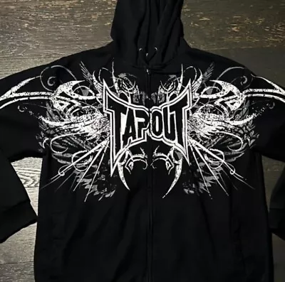 Mens Tapout Grunge Y2k Hoodie Amity Affliction Emo Mma Elite Skull Goth Reprint • $38.50