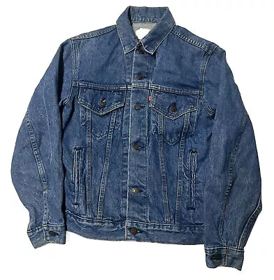 Vintage 1980s Levis 70505 0214 Jean Jacket Trucker Biker Hippie USA Small Sz 38R • $42.49