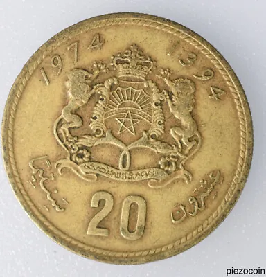 Morocco 20 Santimat 1974 Coin Inv#A313 • $3.38
