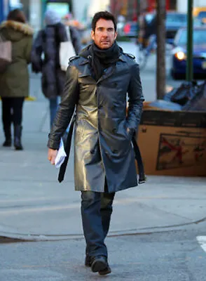 Gray Trench Coat New Stylish Real 100% Leather Long Men Genuine Lambskin • $197.78