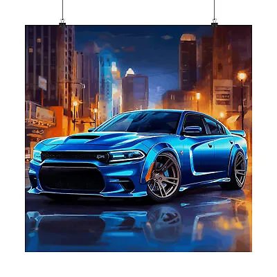 Dodge Charger SRT Hellcat Scat Pack American Muscle Car Man Cave Poster Wall Art • $37.99